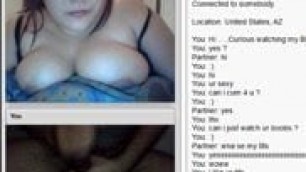 Chatroulette: A BBW teasing with boobs And pussy for cum