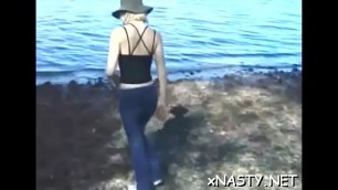 Legal age teenager babes experiment with each other in sexy scenery
